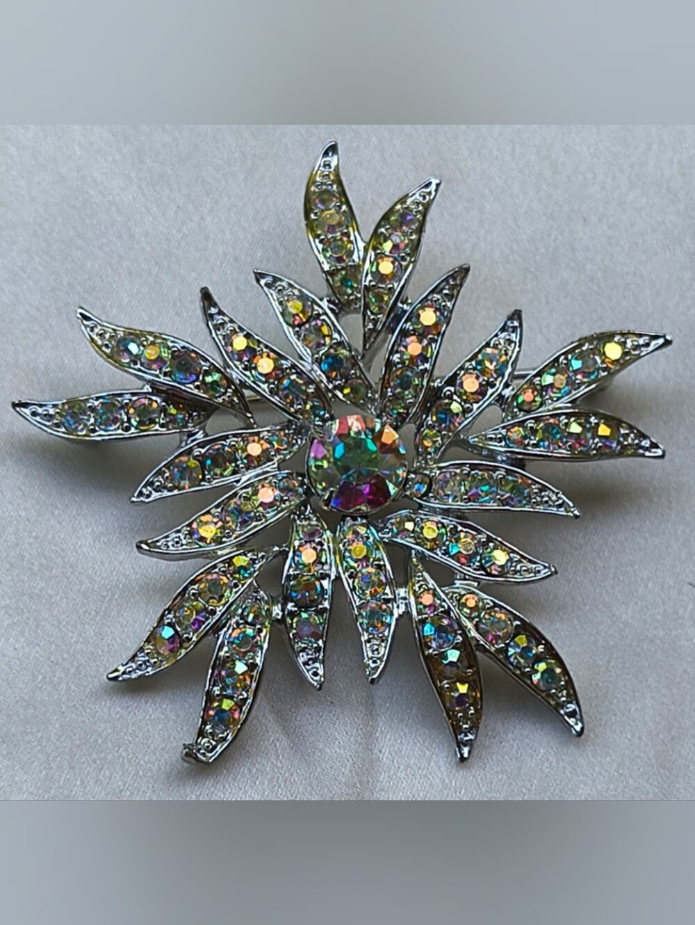 Vintage Sarah Coventry Aurora Borealis Starburst Brooch Pin 1960s